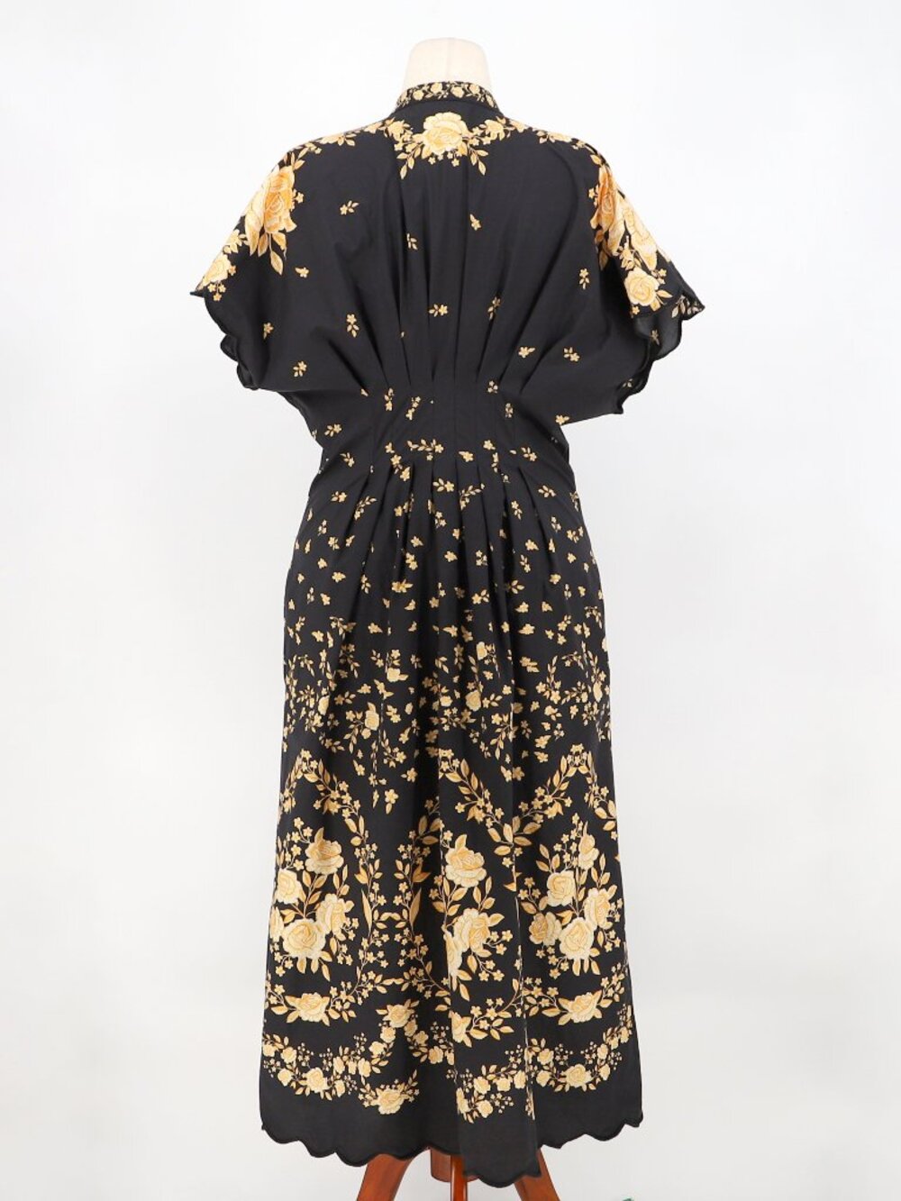Anthropologie x Farm Rio Black Floral Cotton Button Front Midi Dress Size L - Picture 6 of 11
